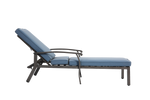 Lounge Patio Chair, Adjustable Reclining Rustproof Aluminum, Waterproof Blue Cushion