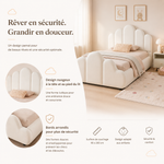 Upholstered Single Children's Bed 90x200cm - Beige Velvet