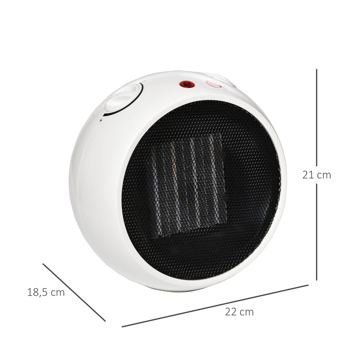 Fan Heater Electric Heater 900W/1500W, White and Black PP Plastic