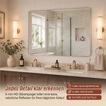 Frameless Bathroom Mirror 90x70 cm, Rounded Corners, Silver Glass