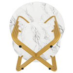 Round Dining Table 80x80x76cm 4-Person Storage Shelf MDF Marble Top