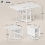 Folding Dining Table, Portable for 2-4 People with Open Shelves, White