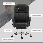 Office Chair, Ergonomic Vibration Massage Heating Reclining Footrest, Faux Leather Black