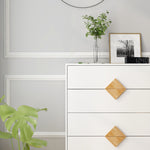 Solid Wood Dresser, 4 Drawers Special Shape Handle, Solid Wood