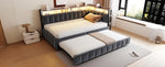 Upholstered Sofa Bed 90x200cm, Trundle & Storage, Dark Grey Velvet