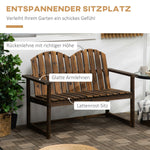 2-Seater Garden Bench, Backrest Armrests 240kg Load Capacity, Charred Wood