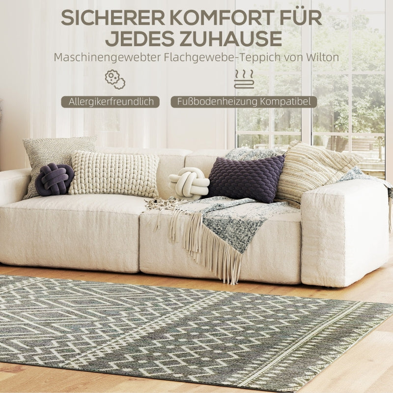 Rug Flat Weave Washable Anti-Slip Kitchen Boho Design Grey