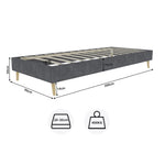 Bed Frame Modern Minimalist 90x200cm Low-Profile Dutch Velvet Grey