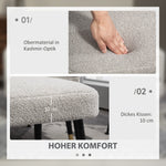 Square Footstool/Stool, Footrest Steel Legs, Cashmere Look Light Grey