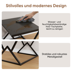 Geometric Coffee Table, Industrial Side Table with Metal Frame, Black Wood Top