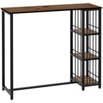 Bar Table, 3 Shelves, Kitchen, Steel Frame, Brown