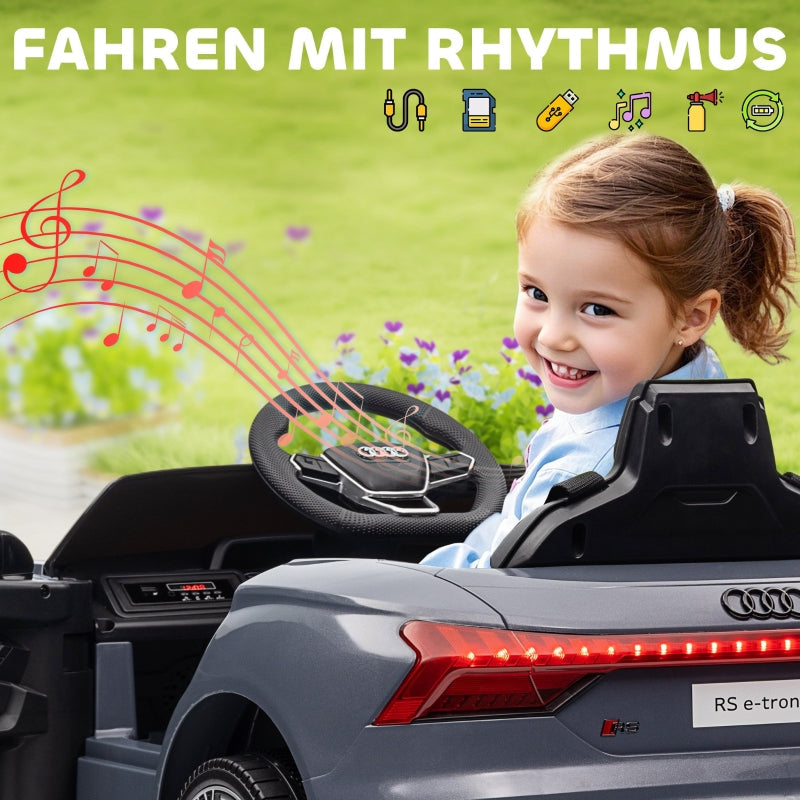 Children's Electric Car 12V with Remote Control, 2 Motors, 4 Suspended Wheels, Gray