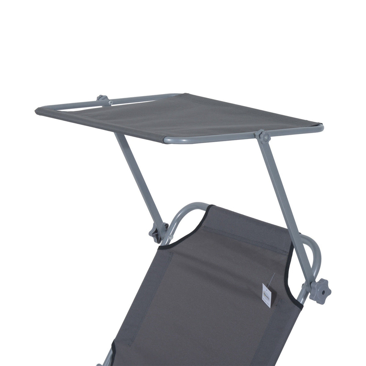 Folding Sun Lounger Deck Chair with Sunshade 187x58x36 cm, Grey