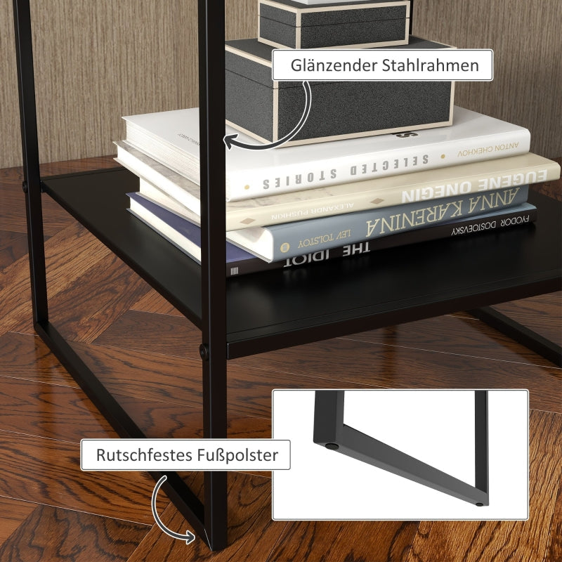 Industrial Side Table, Coffee Bedside Table with 1 Shelf, Black