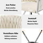 Velvet Dining Chair, Set of 4 Luxury Swivel Leisure Chairs with Metal Legs, Beige and Silver