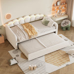 Daybed Sofa Bed 90x200cm Pull-out Bed Ambient Light Remote - Velvet Beige