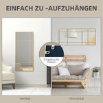 Wall Mirror 110 x 50 cm Decorative Rectangular Metal Frame, Gold