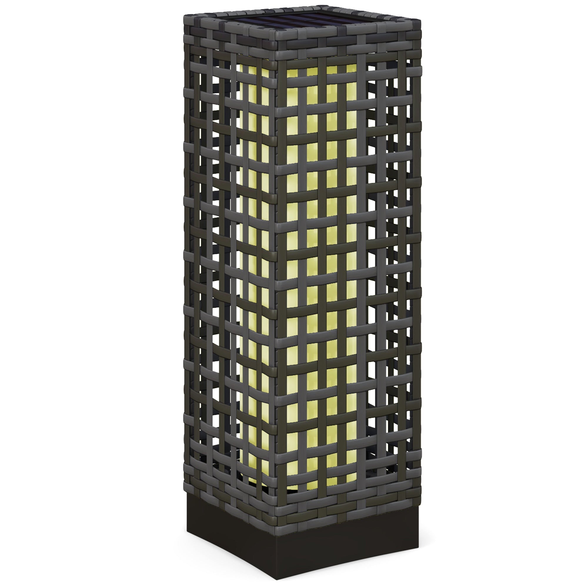Rattan Solar Light Waterproof Path Light Automatic LED Garden Lamp Steel Grey