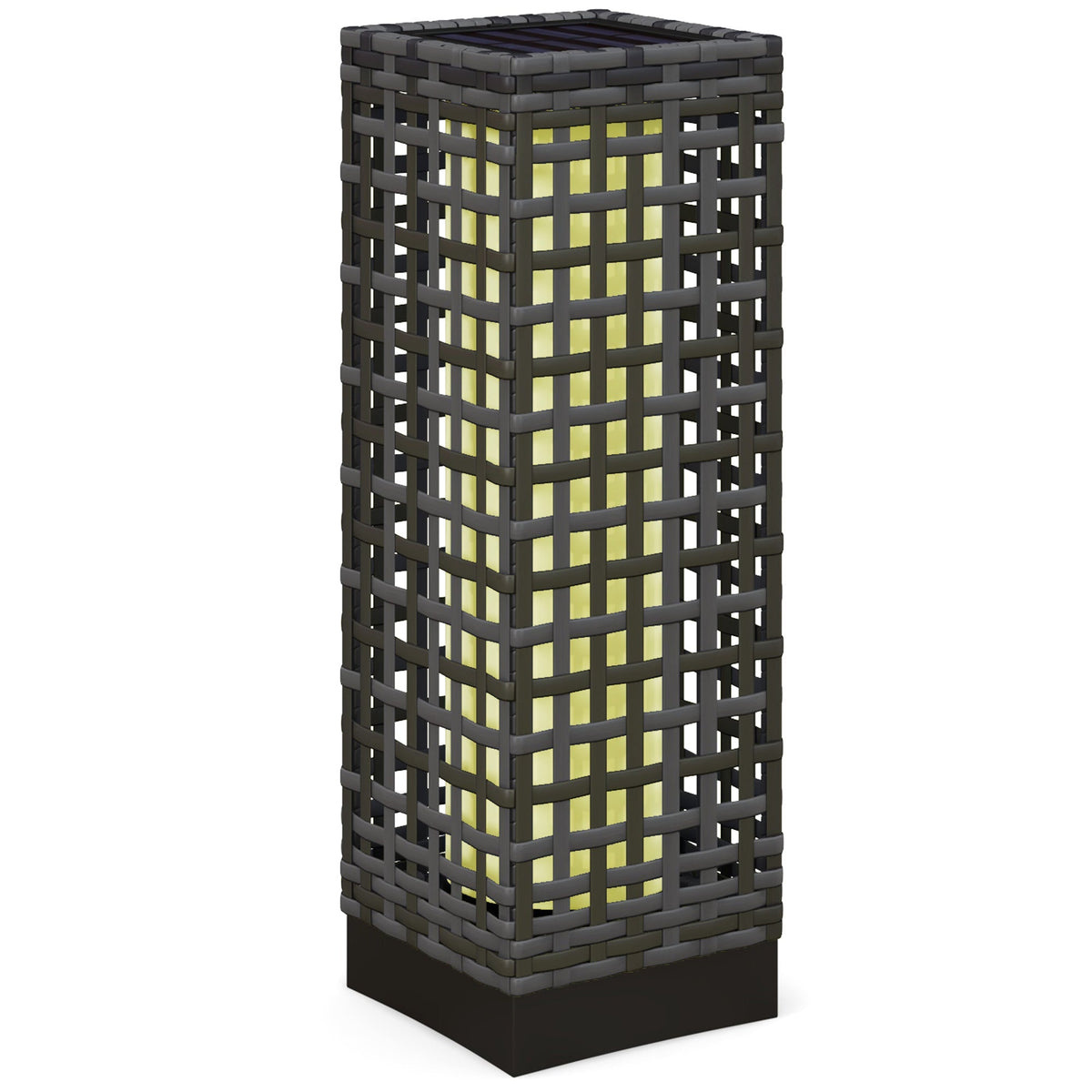 Rattan Solar Light Waterproof Path Light Automatic LED Garden Lamp Steel Grey