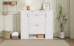 Modern shoe cabinet with adjustable shelves, 2 drawers, folding and 2 doors, white