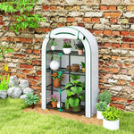 Greenhouse Round Roof, Door, Shelves, Steel, White