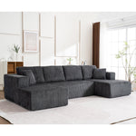 Modern U-Type Leisure Sofa with Modular Design and Lounge Chairs, Lamp Fabric