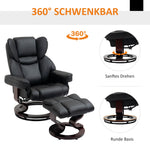 Reclining Armchair with Footstool, Swivel TV Armchair Faux Leather Black
