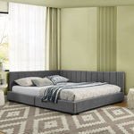 Double Bed 140x200cm High Backrest, Dark Grey Velvet