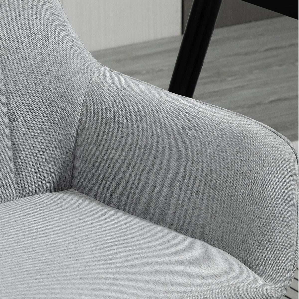 Dining Chairs, Set of 2, Upholstered, Light Grey Linen