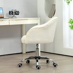 Home office chair, ergonomic desk chair, swivel, height adjustable, rocking function, teddy velvet, cream white