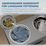 Dog Bowls, Elevated Feeding Station with 2 Stainless Steel Bowls, Gray