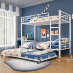 Iron Bunk Bed, Pull-out Bed, Side Rails, 90x200cm & 90x190cm, White