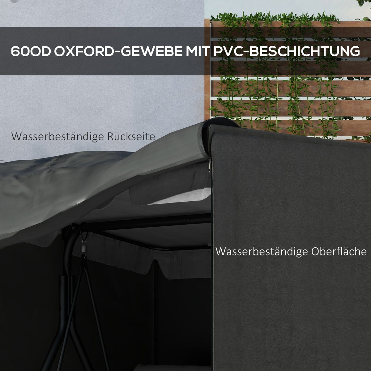 Hollywood Swing Cover 3-Seater Water-Repellent UV-Resistant 420D Oxford Fabric Dark Grey