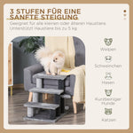 Cat Stairs 3 Steps with Play Ball, Plush Grey