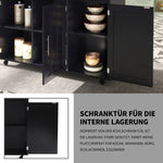 Dining Table Trolley with Folding Tabletop and Storage Cabinets, Black