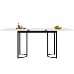 Extendable Dining Table 140-179.5cm Rectangular Metal Frame - White/Black