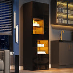 Display Cabinet 55x38x170cm Tall with LED Light, High-Gloss Black