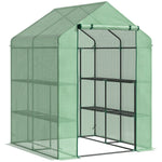 Walk-in Greenhouse, 8 Shelves for Tomatoes Optimal Plant Care, Steel & PE Plastic, Green