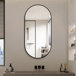 Capsule Wall Mirror 60x120 cm Modern Vanity, Black Aluminum Frame