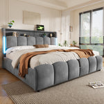 Upholstered Storage Bed 180x200 cm with LED in Velvet
