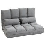 Floor Chair & Bed, Adjustable Backrest Seat Cushion, Grey Velvet & Steel