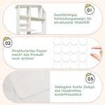 Wooden Shelf with Storage Space, Folding Bedside Table, Anti-Tip, White