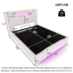 Upholstered Bed 160x200cm Hydraulic Storage Headboard with USB-C & LED Lights Beige