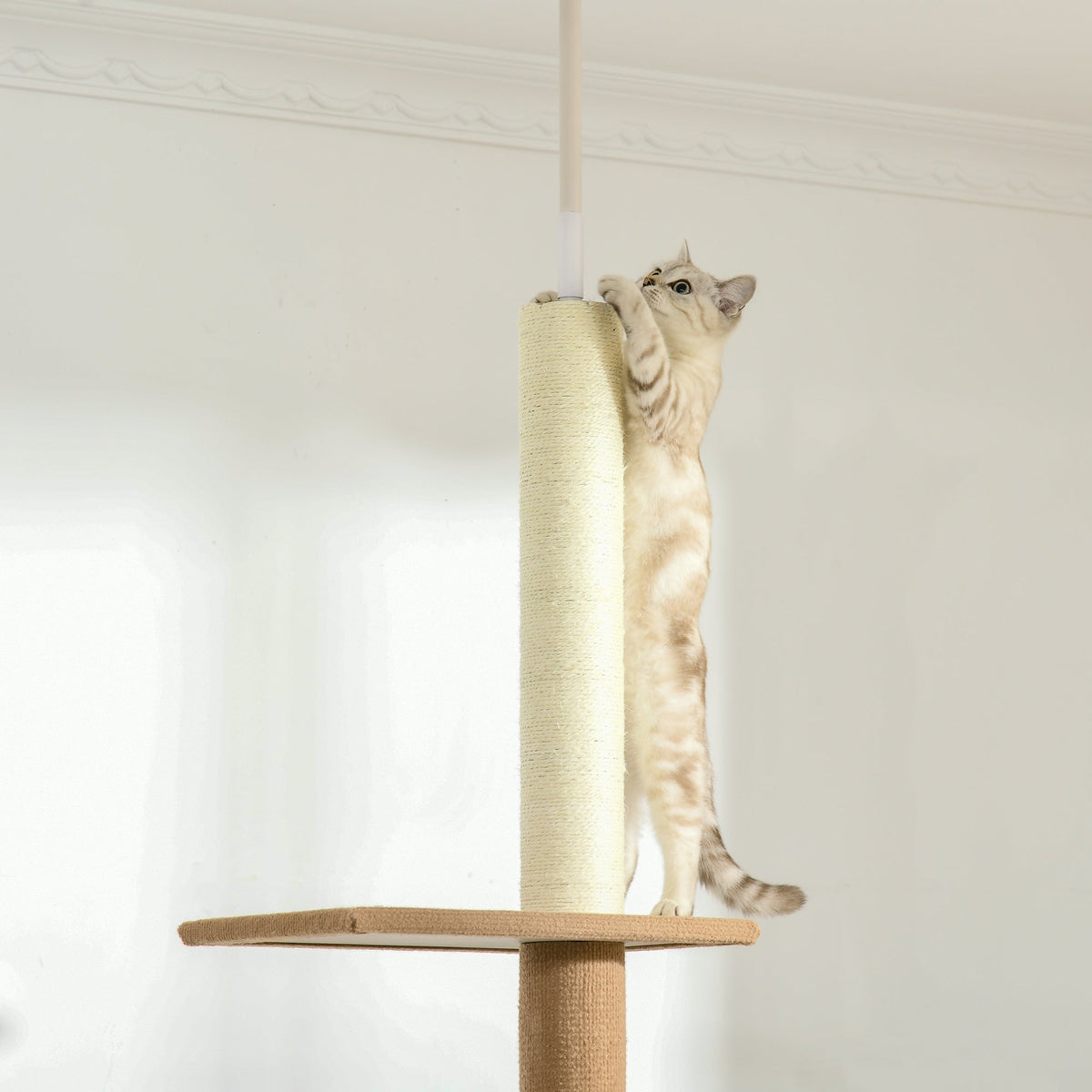 Cat Tree, Height Adjustable Climbing Play Tree, Khaki