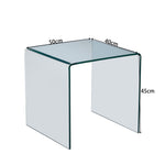 Tempered Glass Side Table, Transparent End Table and Sofa Table, Clear Bent Glass