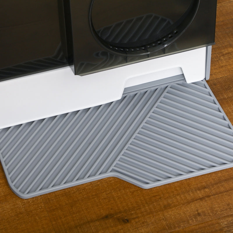 Cat Litter Box, Removable Tray with Sieve Mat & Scoop, Grey
