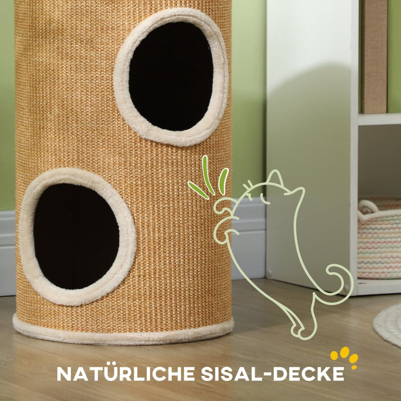 Cat Tree, Plush Sisal Surface, Brown-Beige
