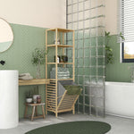 Bamboo Bathroom Shelf, 3 Open Shelves, Extendable Basket, Natural