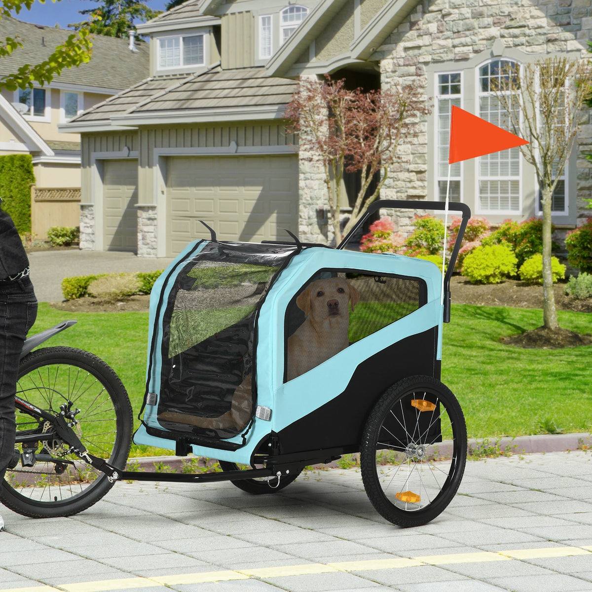 2-in-1 Dog Trailer & Stroller, Bicycle Attachment, max. 30 kg, Oxford Fabric, Blue