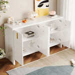 Sideboard, Minimalist with Golden Handles & Adjustable Dividers, White